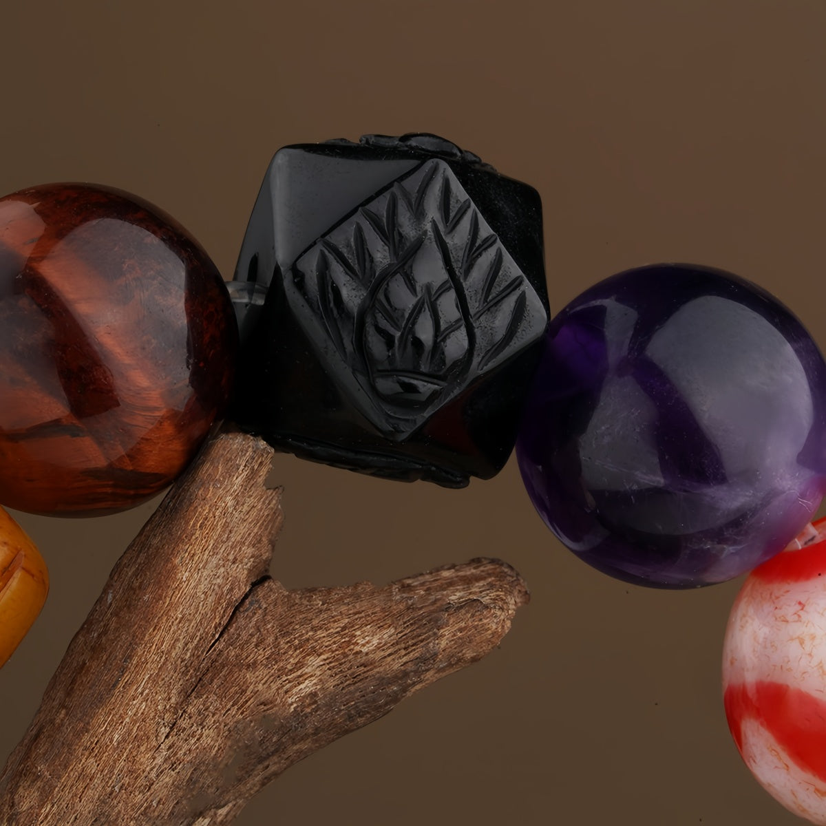 Potalapalace饰品 手工天然牛骨黑曜石多宝虎牙天珠