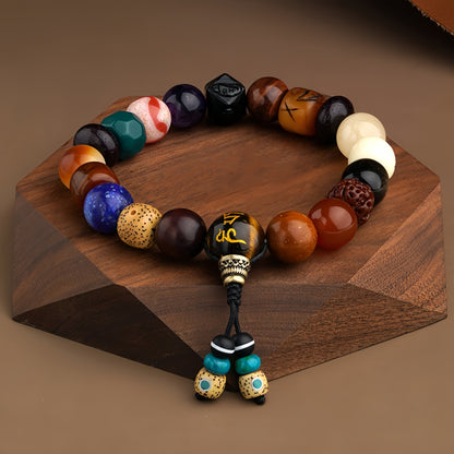 Potalapalace饰品 手工天然牛骨黑曜石多宝虎牙天珠