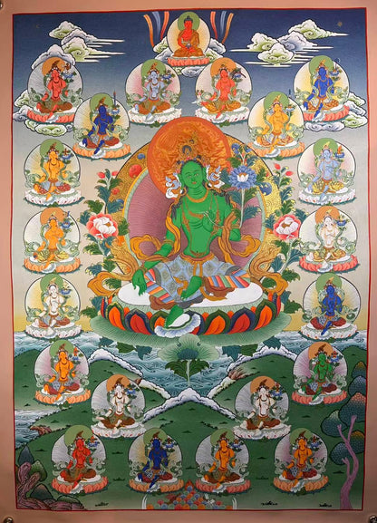 二十一度绿度母唐卡