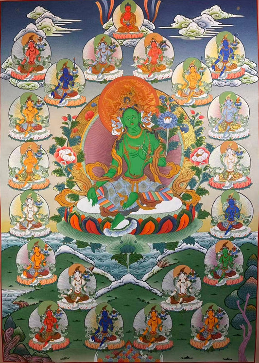 二十一度绿度母唐卡