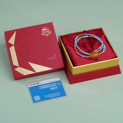 Potalapalace Accessories Handmade Natural Amber and Turquoise Necklace 925 Sterling Silver